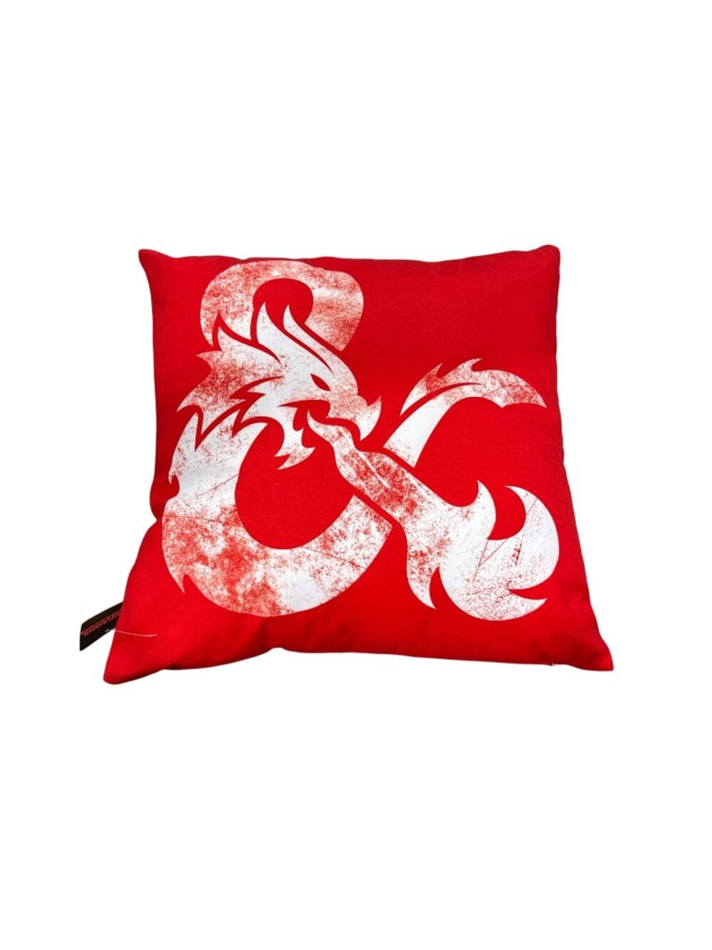 Dungeons & Dragons Red Throw Pillow With Distressed White Dragon Design